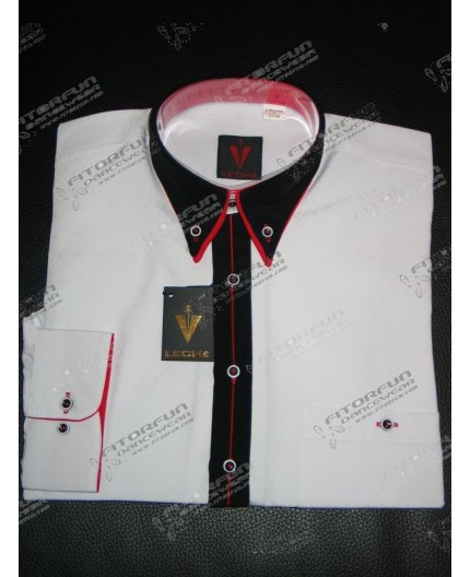 Hemd Kurzarm weiß m. schwarz - 8801L23L