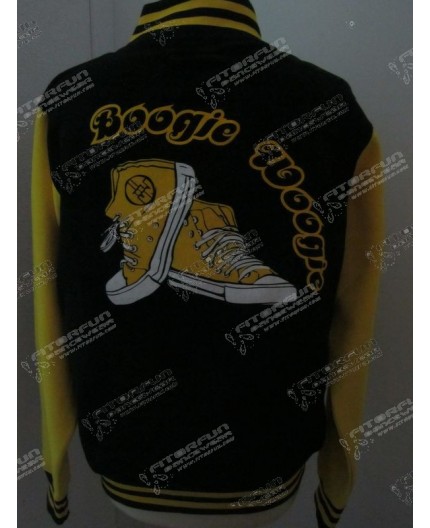 Collegejacke schwarz/gelb Flock Sneaker Boogie Woogie (CJ-SG-Sneaker-FLH)