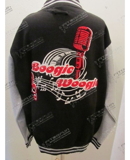 Collegejacke schwarz/grau  Flock Microfon Boogie Woogie (CJ-SR-Microfon-FLH)