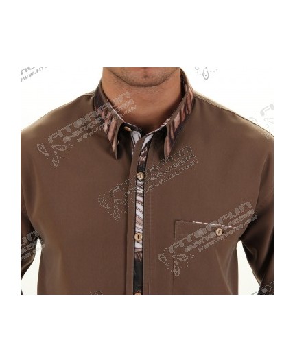 Hemd Langarm braun - 2040ML v. H.K. Mandel