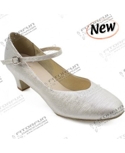 BL 116 silber glitzer - Tanzschuhe mit Chromledersohle - 3,8 cm Absatz